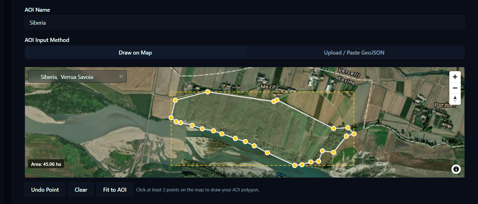 AOI Selection interface